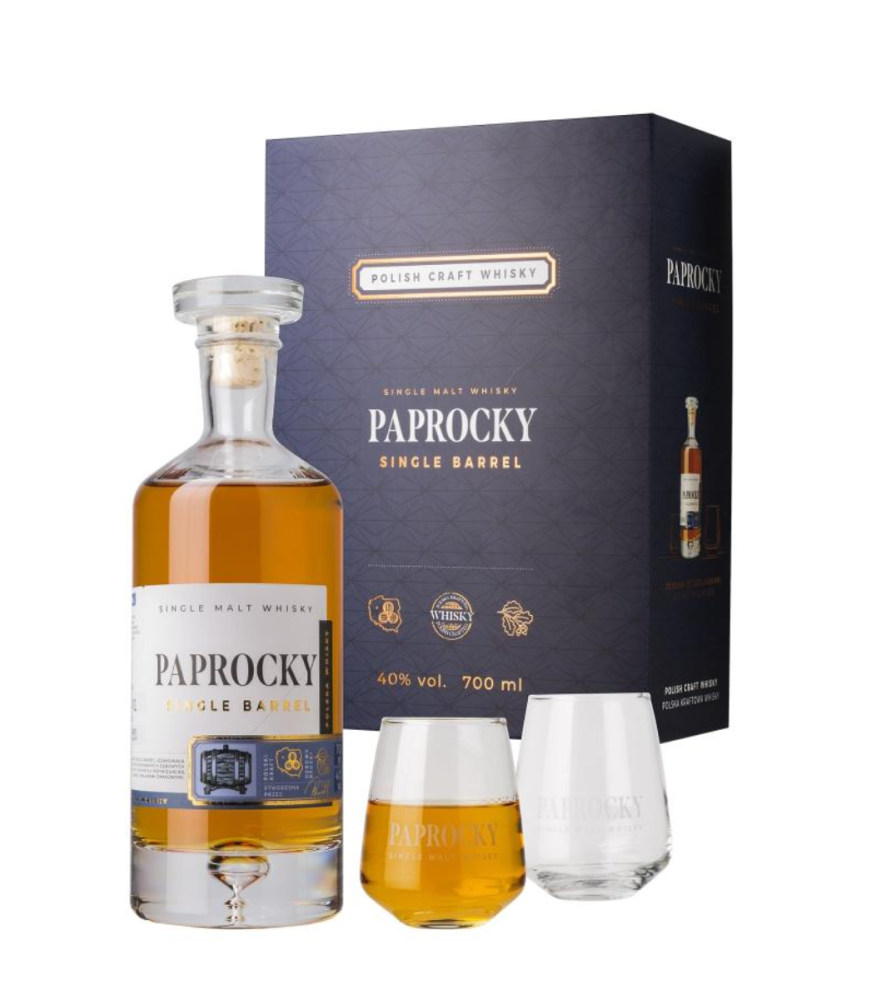 Whisky Paprocky Single Barrel + szklanki