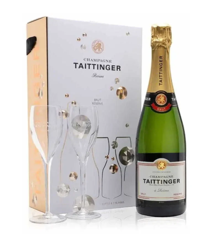 Champagne Taittinger Brut Reims Box 2 kieliszki