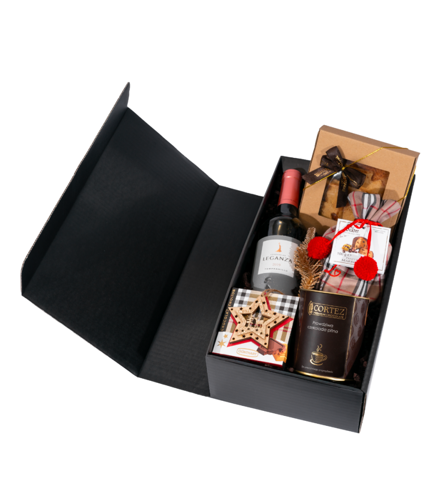 Zestaw Upominkowy – Czarne Pudełko Świąteczne  ze Złotą Ozdobą