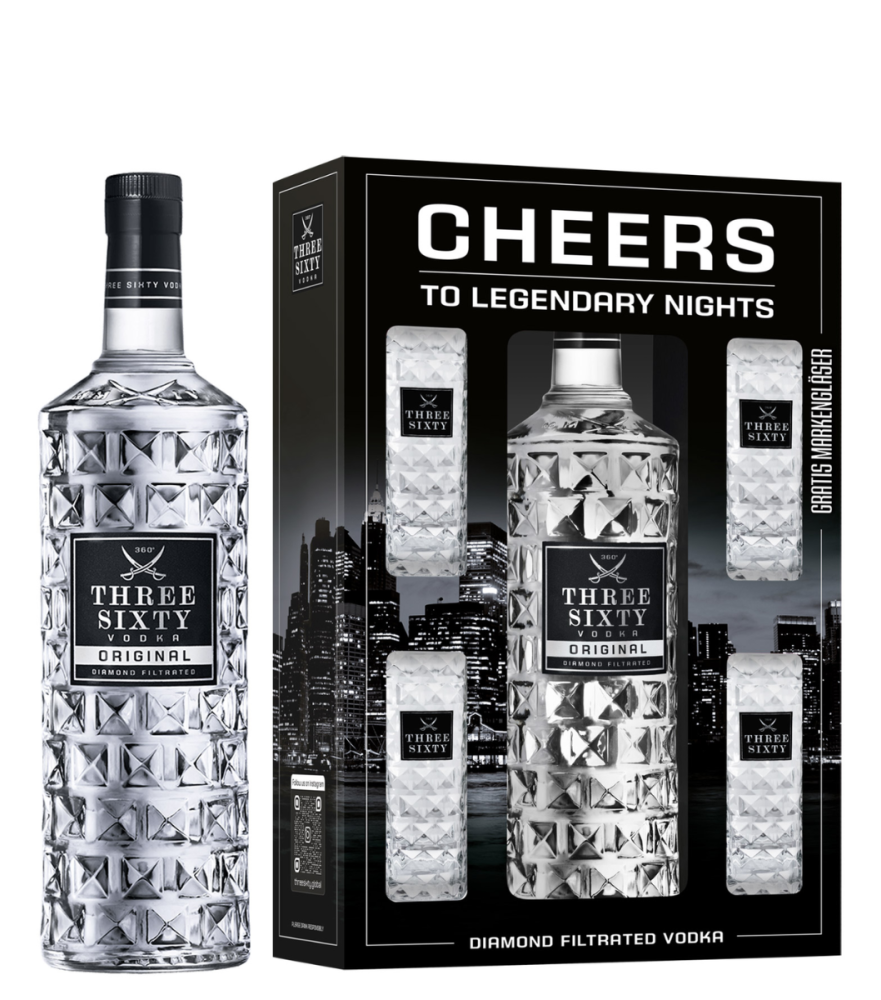 WÓDKA Three Sixty + 4 Glasses