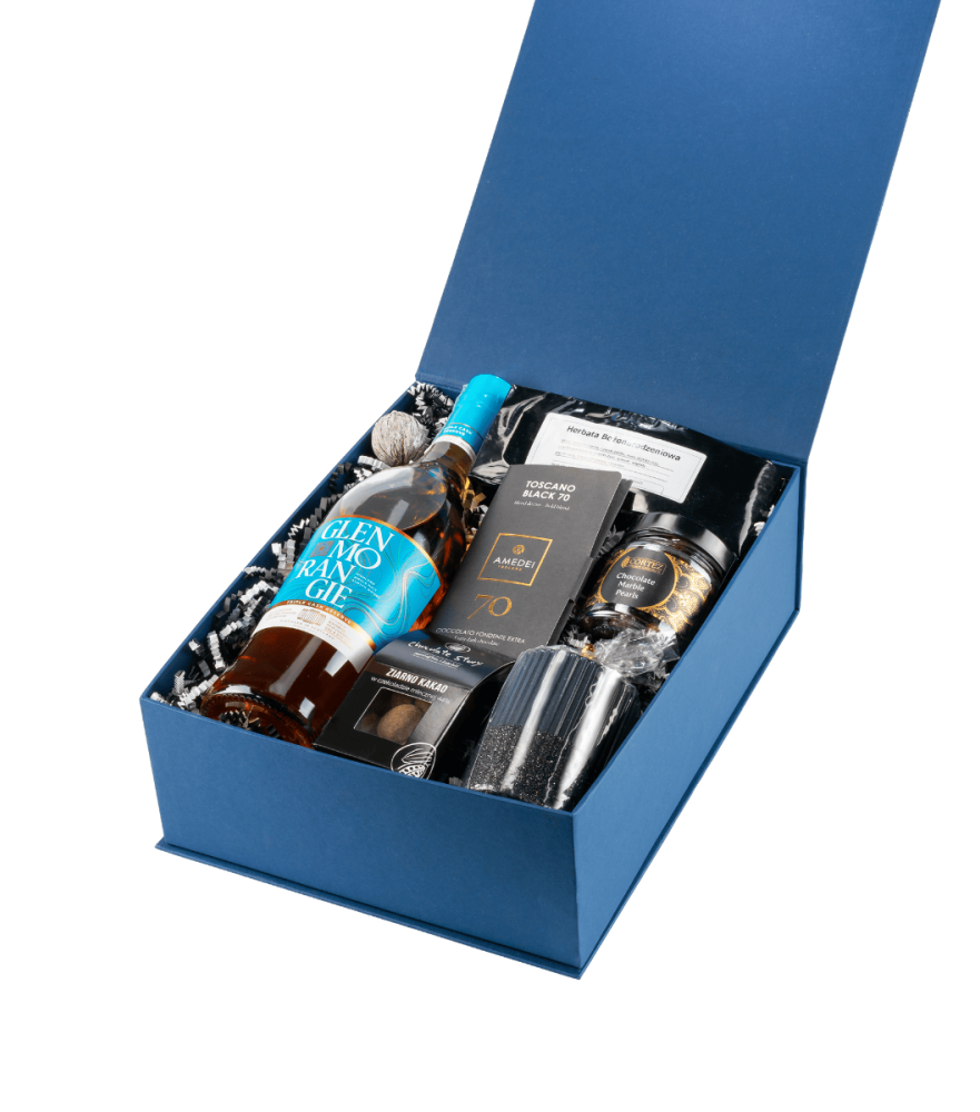 Elegancki zestaw prezentowy – Whisky Glenmorangie Triple Cask Reserve w pudełku na magnes