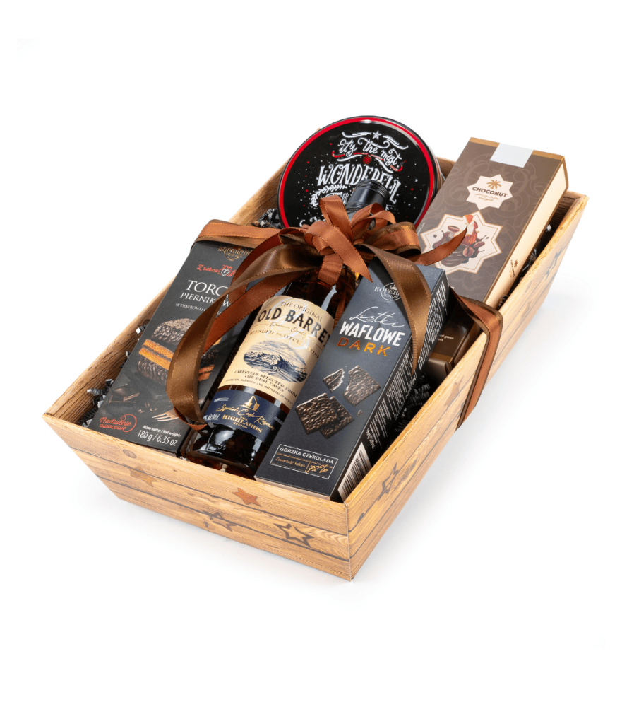 Zestaw Upominkowy Foliowany na Tacy Brązowej