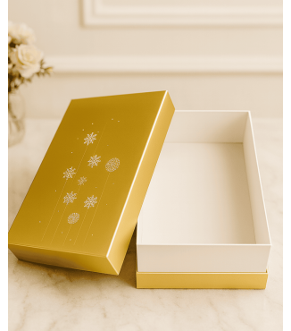 Ekskluzywne pudełko prezentowe – złote ze świątecznym wzorem