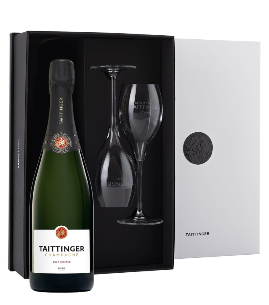 CHAMPAGNE Taittinger Brut Res. 0,75l +2 kieliszki